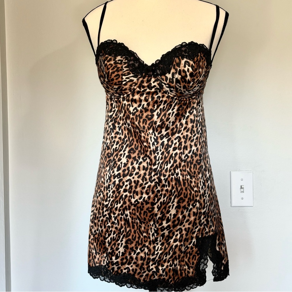 Leopard Print Y2K La Senza Babydoll Lingerie Top Slip